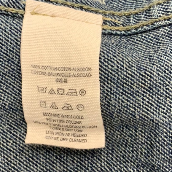 Free People Distressed Jean Jacket with Contrasting Sleeves & (Detachable) Hood - Picture 10 of 11